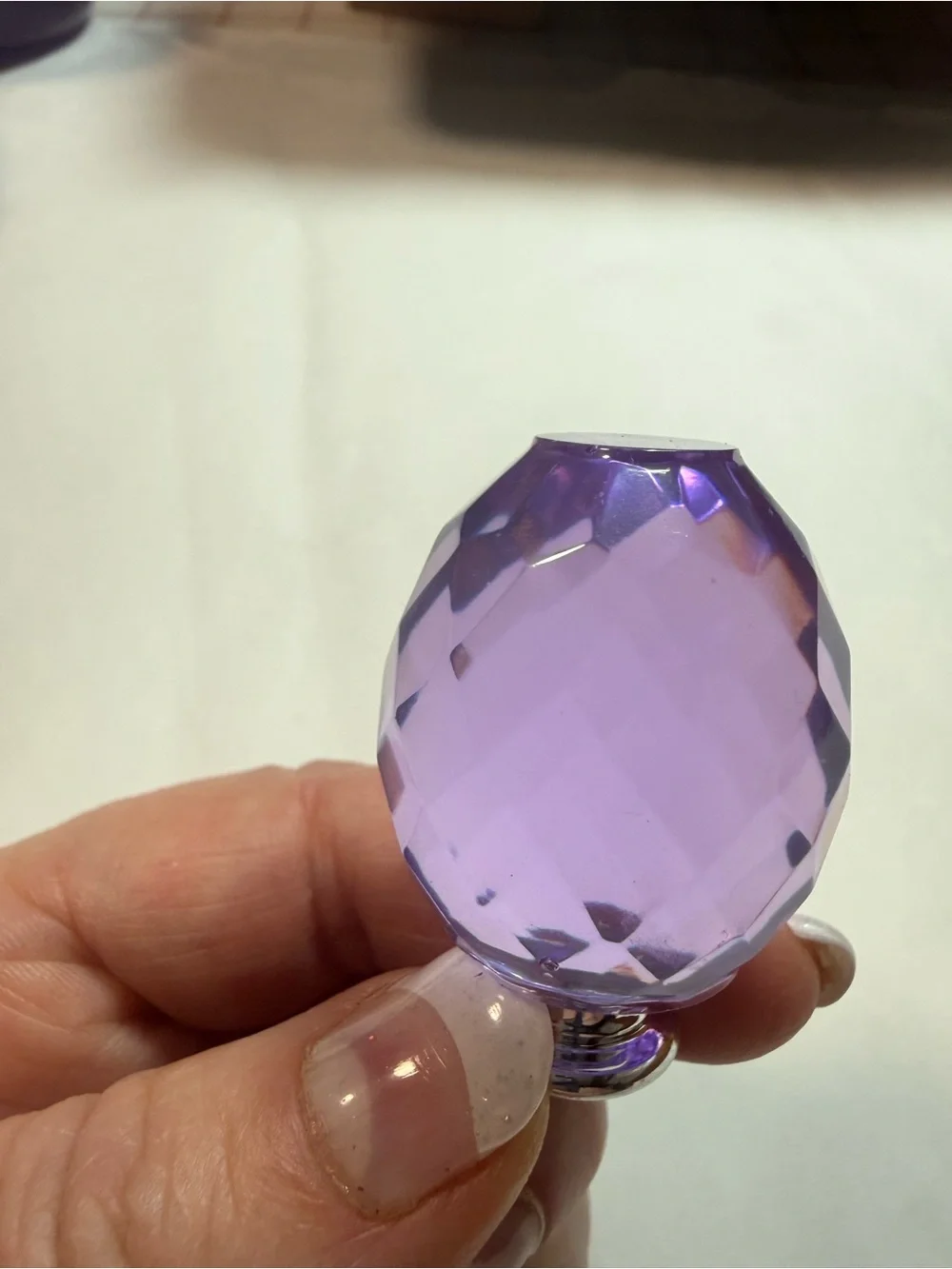 Faceted Lavender Crystal-like Resin Cabinet Knob with Silver Base (pk of 3)